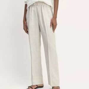 Everlane The Linen Easy Pant in Stone/White Stripe Size Medium